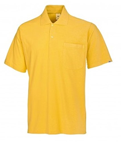 BP 1612-181-86-S Unisex-Poloshirt, 1/2 Ärmel, Polokragen mit Knopfleiste, 70 cm, 220,00 g/m² Stoffmischung, gelb, S von BP