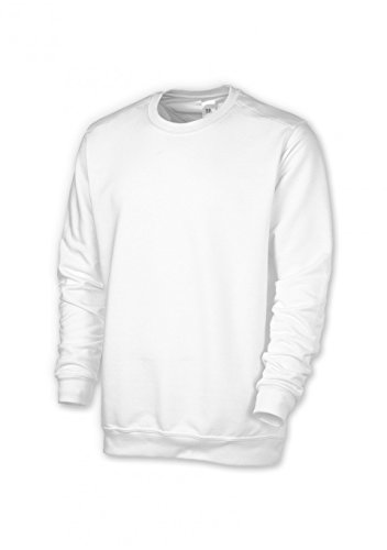 BP 1623-193-21-L Unisex-Sweatshirt, Lange Ärmel, Rundhalsausschnitt, Strickbündchen an Ärmeln und Saum, 320,00 g/m² Verstärkte Baumwolle, weiß, L von BP