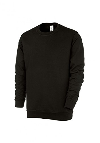 BP 1623-193-32-XS Unisex-Sweatshirt, Lange Ärmel, Rundhalsausschnitt, Strickbündchen an Ärmeln und Saum, 320,00 g/m² Verstärkte Baumwolle, schwarz, XS von BP