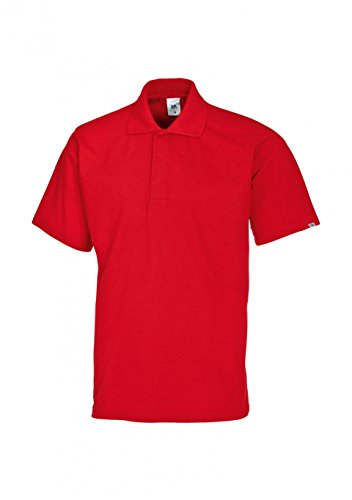 BP 1625-181-81-2XL Unisex-Poloshirt, 1/2 Ärmel, Polokragen mit verdecktem Druckknopfband, 70 cm, 220,00 g/m² Stoffmischung, rot, 2XL von BP