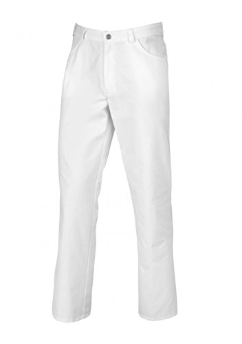 BP 1643-686-21-Ms Unisex-Hose, Jeans-Stil mit verstellbarem Gummizug hinten, 230,00 g/m² Stoffmischung mit Stretch, weiß, Ms von BP