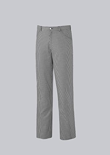 BP 1643-801-33-XSn Unisex-Hose, Jeans-Stil mit verstellbarem Gummizug hinten, 215,00 g/m² Stoffmischung, schwarz-weißes Karomuster, XSn von BP