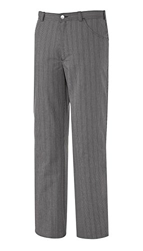 BP 1643-801-36-3XLl Unisex-Hose, Jeans-Stil mit verstellbarem Gummizug hinten, 215,00 g/m² Stoffmischung, schwarz-weiß gestreift, 3XLl von BP