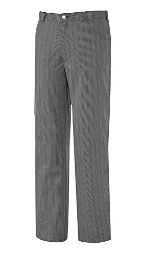 BP 1643-801-36-XLl Unisex-Hose, Jeans-Stil mit verstellbarem Gummizug hinten, 215,00 g/m² Stoffmischung, schwarz-weiß gestreift, XLl von BP