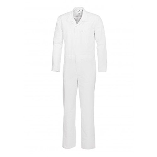 BP 1676-750-21-2XLn Unisex-Overall, 1/1 Ärmel mit verstellbarem Schlitz am Ärmelbund und elastischem, verstellbarem Bund, 250,00 g/m² Verstärkte Baumwolle, weiß, 2XLn von BP