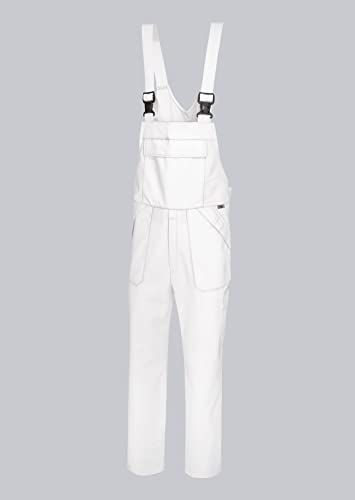 BP 1681-750-21-2XLl Unisex Arbeits-Latzhose, mit elastischer, verstellbarer Taille, 250,00 g/m² Verstärkte Baumwolle, weiß, 2XLl von BP