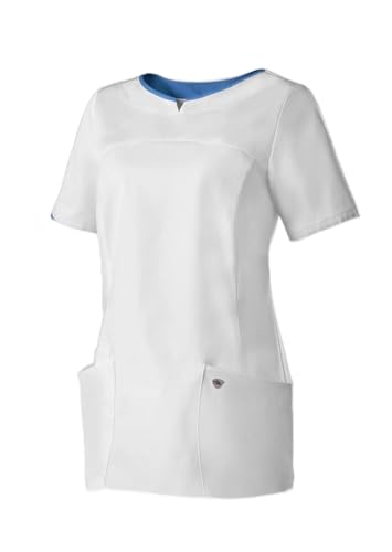 BP 1700-485-2106 Schlupfkasack Für Damen, Moderne Passform, 50% Baumwolle/50% Polyester, Weiß/azurblau, Größe 3XLn von BP