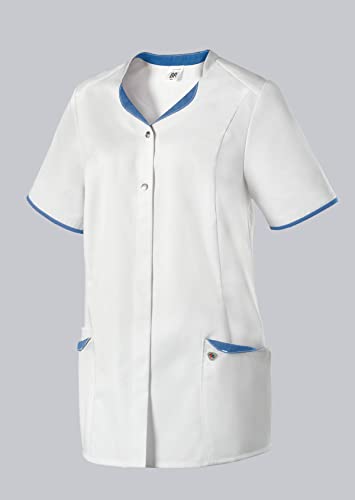 BP 1702-485-2106 Kasack Für Damen, Moderne Passform, 50% Baumwolle/50% Polyester, Weiß/azurblau, Größe XSn von BP