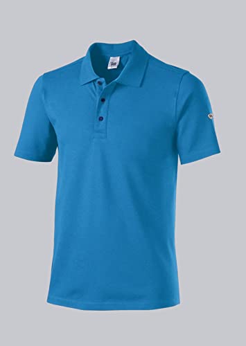 BP 1712-230-0116-L Unisex-Poloshirt, 1/2 Ärmel, Polokragen mit Knopfleiste, 70 cm, 195,00 g/m² Baumwolle mit Stretch, azurblau, L von BP