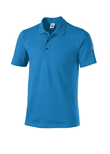BP 1712-230-0116-XL Unisex-Poloshirt, 1/2 Ärmel, Polokragen mit Knopfleiste, 70 cm, 195,00 g/m² Baumwolle mit Stretch, azurblau, XL von BP