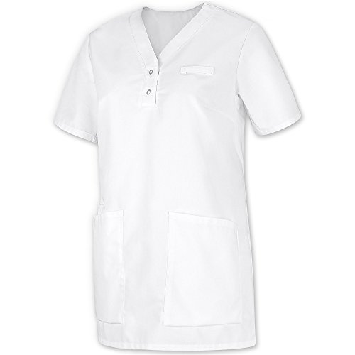 BP 1740-435-21-3XL Überzieh-Kasack für Frauen, 1/2 Hülse, V-Ausschnitt mit schmalem Druckknopfband, 180,00 g/m² Stoffmischung, weiß ,3XL von BP