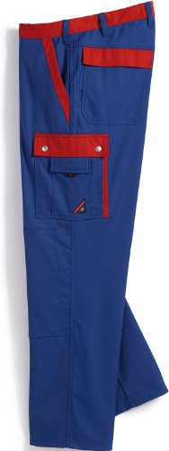 BP 1815-720-13-27 Arbeitshosen, Jeans-Stil mit Rückenpasse, 305,00 g/m² Verstärkte Baumwolle, Königsblau/Rot, 27 von BP