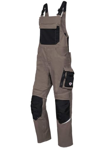 BP 1979-570-5032 Latzhose mit Kniepolstertaschen - Stretch-Hosenträger - Verstellbarer Bund - 65% Polyester, 35% Baumwolle - Normale Passform - Größe: 44n - Farbe: walnuss/schwarz von BP