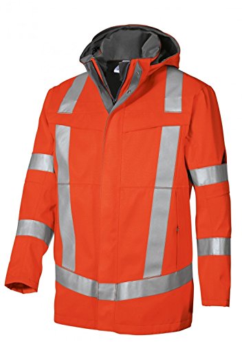 BP 2230-881-85-3XL Wetterfeste Jacke, Stehkragen, abnehmbare Kapuze , 350,00 g/m² , Warnorange, 3XL von BP