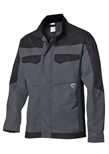 BP 2432-820-5332-48/50l Arbeitsjacke, Stehkragen, verdeckter Reißverschluss und Druckknopfband, 320,00 g/m², dunkelgrau/schwarz, 48/50l von BP