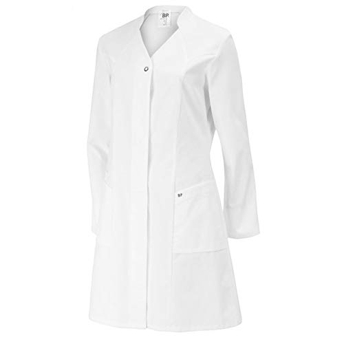 BP 4866-130-21-52 Mantel für Frauen, Langarm, Stehkragen mit V-Ausschnitt, 205,00 g/m² Reine Baumwolle, weiß ,52 von BP