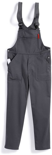 BP Cotton Plus 1409-720-53 Latzhose - Verstellbarer Bund - Dehnbare Hosenträger mit Kunststoff-Clip-Verschlüssen - 65% Baumwolle, 35% Polyester - Normale Passform - Größe: 50 - Farbe: dunkelgrau von BP