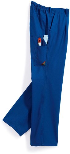 BP Cotton Plus 1469-720-13 Arbeitshose - Stoffhosenträger mit Gummieinsatz - Taschen für Knieschoner - Reine Baumwolle - Schlanke Passform - Größe: 102 - Farbe: königsblau von BP