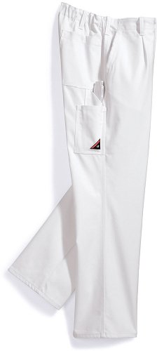BP Cotton Plus 1469-720-21 Arbeitshose - Stoffhosenträger mit Gummieinsatz - Taschen für Knieschoner - Reine Baumwolle - Normale Passform - Größe: 46 - Farbe: weiß von BP