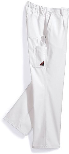 BP Cotton Plus 1469-720-21 Arbeitshose - Stoffhosenträger mit Gummieinsatz - Taschen für Knieschoner - Reine Baumwolle - Normale Passform - Größe: 52 - Farbe: weiß von BP