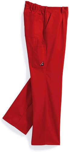BP Cotton Plus 1469-720-81 Arbeitshose - Stoffhosenträger mit Gummieinsatz - Taschen für Knieschoner - Reine Baumwolle - Normale Passform - Größe: 50 - Farbe: rot von BP