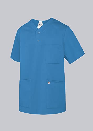 BP Med Tunics 1741-853-116 Schlupfkasack für Sie & Ihn - 1/2 Ärmel - Diskreter V-Ausschnitt - 50% Polyester, 50% Lyocell - Standard Passform - Größe: 3XL - Farbe: azurblau von BP