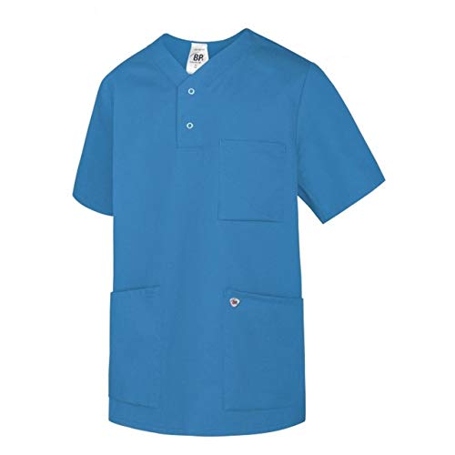 BP Med Tunics 1741-853-116 Schlupfkasack für Sie & Ihn - 1/2 Ärmel - Diskreter V-Ausschnitt - 50% Polyester, 50% Lyocell - Standard Passform - Größe: XL - Farbe: azurblau von BP