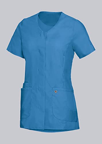 BP Med Tunics 1764-241-0116 Kasack für Damen - 1/2 Ärmel und V-Ausschnitt - 49% Baumwolle, 48% Polyester, 3% Elastolefin - Schlanke Passform - Größe: 2XLn - Farbe: azurblau von BP