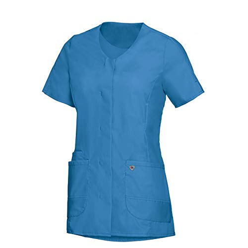 BP Med Tunics 1764-241-0116 Kasack für Damen - 1/2 Ärmel und V-Ausschnitt - 49% Baumwolle, 48% Polyester, 3% Elastolefin - Schlanke Passform - Größe: Sn - Farbe: azurblau von BP