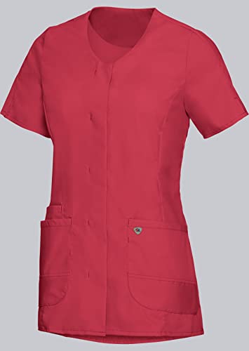 BP Med Tunics 1764-241-0188 Kasack für Damen - 1/2 Ärmel und V-Ausschnitt - 49% Baumwolle, 48% Polyester, 3% Elastolefin - Schlanke Passform - Größe: XSn - Farbe: koralle von BP