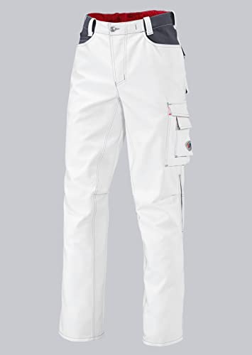 BP Workwear 1788-555-21 Arbeitshose - Gummizug im Rücken - Bundfalten - Normale Passform - Größe: 54s - Farbe: weiß/dunkelgrau von BP