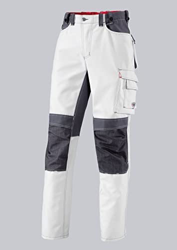 BP Workwear 1789-555-21 Arbeitshose - Gummizug im Rücken - Bundfalten - Normale Passform - Größe: 52s - Farbe: weiß/dunkelgrau von BP