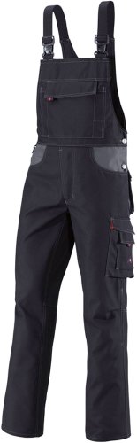 BP Workwear 1790-555-32 Latzhose - Stretch-Hosenträger mit Kunststoff-Clip-Verschlüssen - verstellbarer Bund - 65% Polyester, 35% Baumwolle - Normale Passform - Größe: 52n - Farbe: schwarz/dunkelgrau von BP