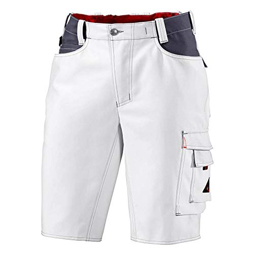 BP Workwear 1792-555-21 Shorts - Elastischer Rückenteil - Ergonomischer Schnitt - 65% Polyester, 35% Baumwolle - Normale Passform - Größe: 52n - Farbe: weiß/dunkelgrau von BP