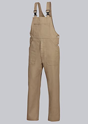 BP Workwear Basic 1413-060-44 Latzhose - Verstellbarer Bund - Kunststoff-Clip-Verschlüsse - Reine Baumwolle - Stämmige Passform - Größe: 24 - Farbe: sand von BP