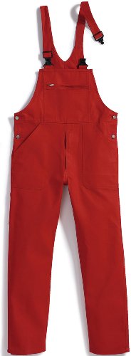 BP Workwear Basic 1413-060-81 Latzhose - Verstellbarer Bund - Kunststoff-Clip-Verschlüsse - Reine Baumwolle - Normale Passform - Größe: 58 - Farbe: rot von BP