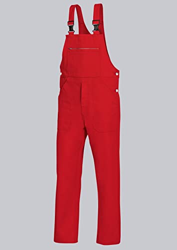 BP Workwear Basic 1413-060-81 Latzhose - Verstellbarer Bund - Kunststoff-Clip-Verschlüsse - Reine Baumwolle - Stämmige Passform - Größe: 24 - Farbe: rot von BP