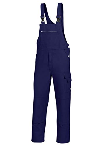 BP Workwear Basic 1482-060-10 Latzhose - Stoffhosenträger mit Gummieinsatz - Taschen für Knieschoner - Reine Baumwolle - Stämmige Passform - Größe: 48 - Farbe: dunkelblau von BP