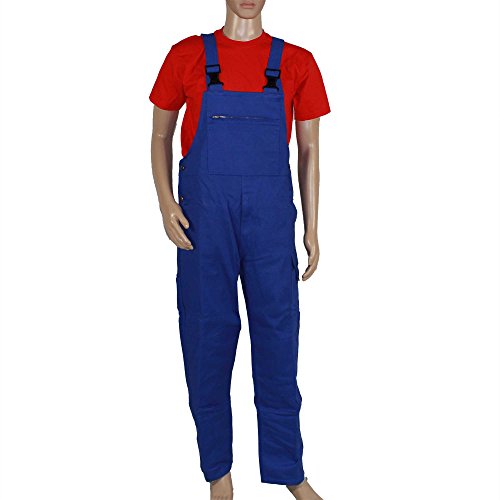 BP Workwear Basic 1482-060-13 Latzhose - Stoffhosenträger mit Gummieinsatz - Taschen für Knieschoner - Reine Baumwolle - Normale Passform - Größe: 50 - Farbe: königsblau von BP