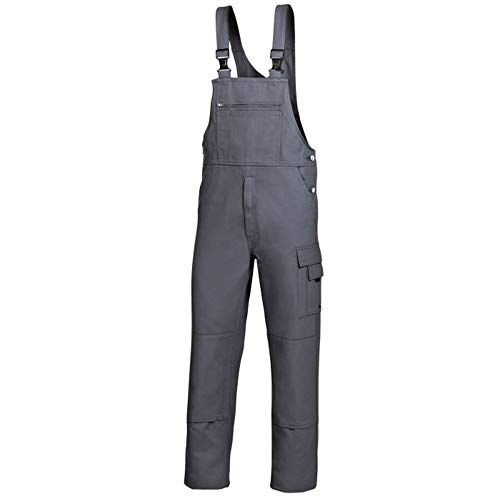 BP Workwear Basic 1482-060-53 Latzhose - Stoffhosenträger mit Gummieinsatz - Taschen für Knieschoner - Reine Baumwolle - Normale Passform - Größe: 48 - Farbe: dunkelgrau von BP