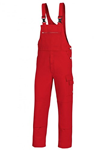 BP Workwear Basic 1482-060-81 Latzhose - Stoffhosenträger mit Gummieinsatz - Taschen für Knieschoner - Reine Baumwolle - Normale Passform - Größe: 46 - Farbe: rot von BP