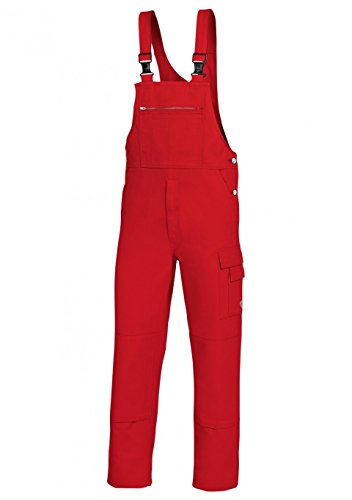 BP Workwear Basic 1482-060-81 Latzhose - Stoffhosenträger mit Gummieinsatz - Taschen für Knieschoner - Reine Baumwolle - Normale Passform - Größe: 48 - Farbe: rot von BP