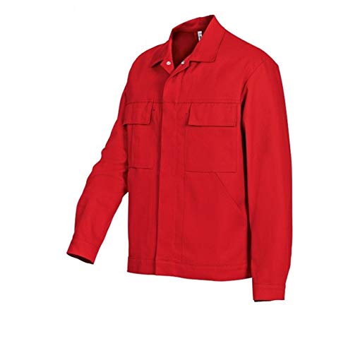 BP Workwear Basic 1485-060-81 Arbeitsjacke - Verdeckte Druckknopfleiste - Reine Baumwolle - Normale Passform - Größe: 64/66 - Farbe: rot von BP