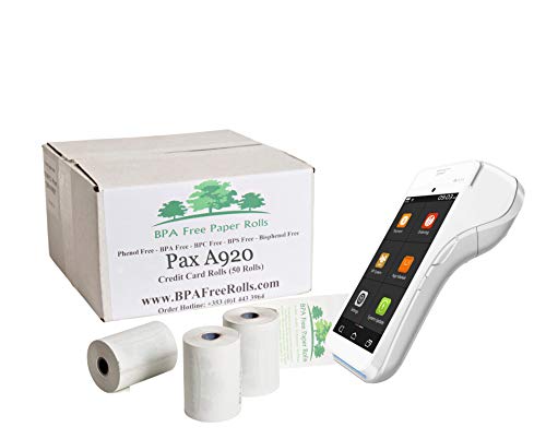 Pax A920 Kreditkartenrollen (50 Rollen pro Box), ohne PHENOL, ohne BPA, 57 x 45 mm, für Kreditkarten (1) von BPA Free Paper Rolls