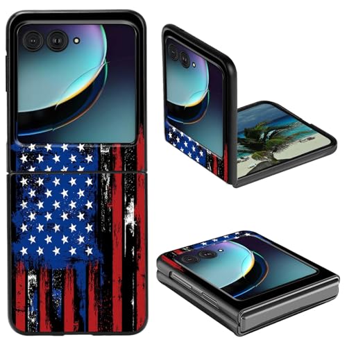 Schutzhülle für Motorola Razr 2024 5G 17,5 cm (6,9 Zoll) mit amerikanischem Flaggenmuster, bedruckt, niedlich, schlank, hart, stoßfest, Schutzhülle für Motorola Moto Razr 2024 5G von BPQOJB