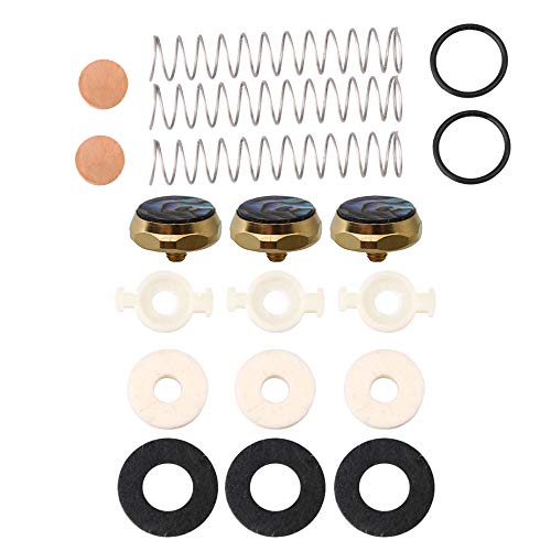 BQLZR 19 x Trompeten-Reparatur-Kits, Ventilführung, Kork-Pad, Feder, Abalone-Muschel, Fingerknopf von BQLZR