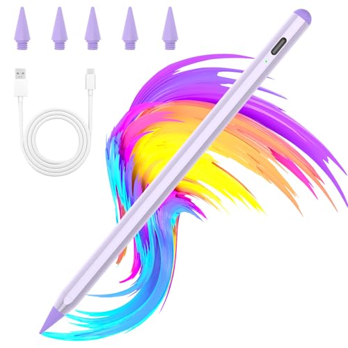 Stylus Stift für iPad 2018-2025,Eingabestifte mit Neigungserkennung & Palm-Ablehnung & Hohe Präzision, für iPad 11/10/9/8/7/6, Pro 11"/12.9"/13" M4, Mini 6/5, Air 5/4/3/M2(Hellviolett) von BQSS