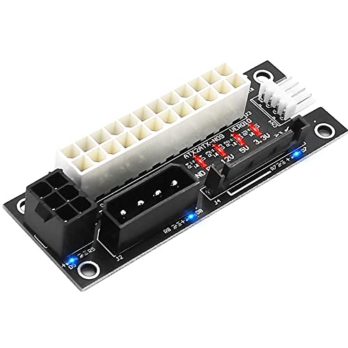 Power Supply Connector 4 in 1 Molex 4Pin/SATA/ATX 6Pin/4Pin Dual PSU Multiple Power Supply Adapter, Synchronous Power Board, Add 2PSU with Power LED (Black) von BQZYX+