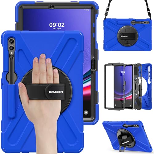 BRAECN Samsung Galaxy Tab S7+, strapazierfähig, mit verstellbarer Handschlaufe, integrierter S-Stifthalter, Schultergurt, Ständer für Samsung Galaxy Tab S7 Plus 12,4 Zoll (31,1 cm), Blau von BRAECN