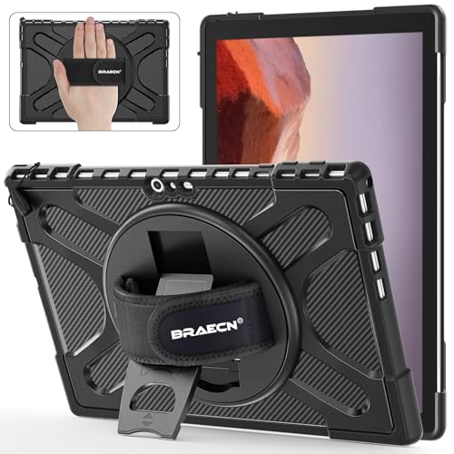 BRAECNstock Schutzhülle für Microsoft Surface Pro 7 Plus/Pro 7/6/5/4, 12,3 Zoll, stoßfest, mit 360° drehbarer Handschlaufe und Ständer, Stifthalter, für Arbeit, Lernen, Freizeit BRAECNstock Schutzhülle für Microsoft Surface Pro 7 Plus/Pro 7/6/5/4, 12,3 Zoll, stoßfest, mit 360° drehbarer Handschlaufe und Ständer, Stifthalter, für Arbeit, Lernen, Freizeit von BRAECNstock